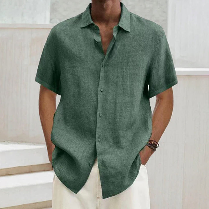 Men’s Short Sleeve Shirt - Relaxed Fit - Breathable Blend - Button Down Casual Style