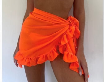 Women’s Wrap Cover-Up Skirt – Breathable Blend – Ruffled Hem – Tie Waist – Relaxed Fit