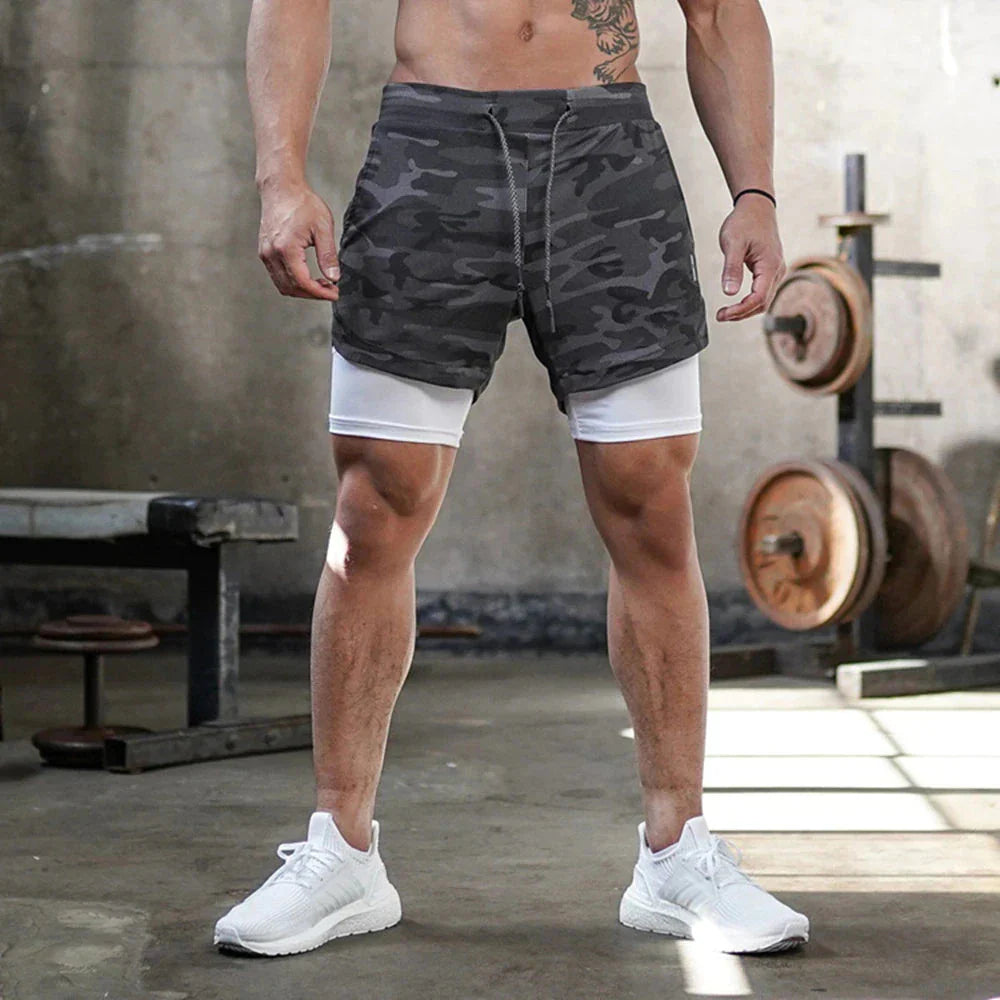 Men’s Running Shorts – Slim Fit – Two-in-One Design – Breathable Stretch Fabric