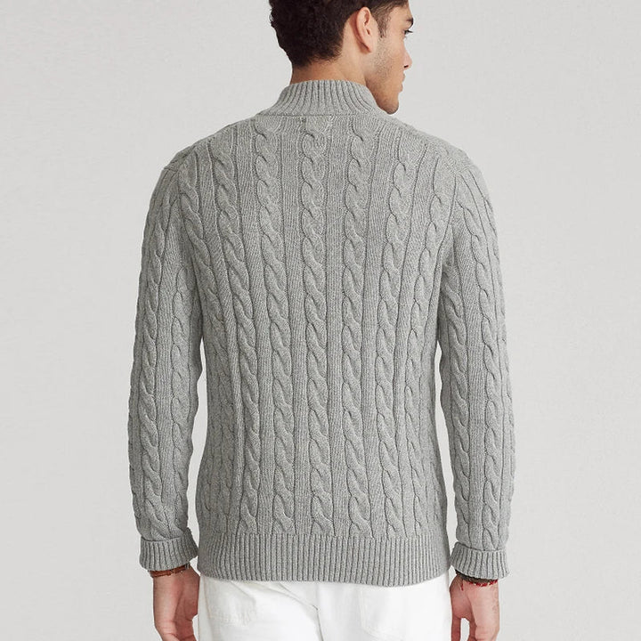 Men’s Sweater – Soft Knit – Regular Fit – Cable Knit – Zip Collar – Casual Layering