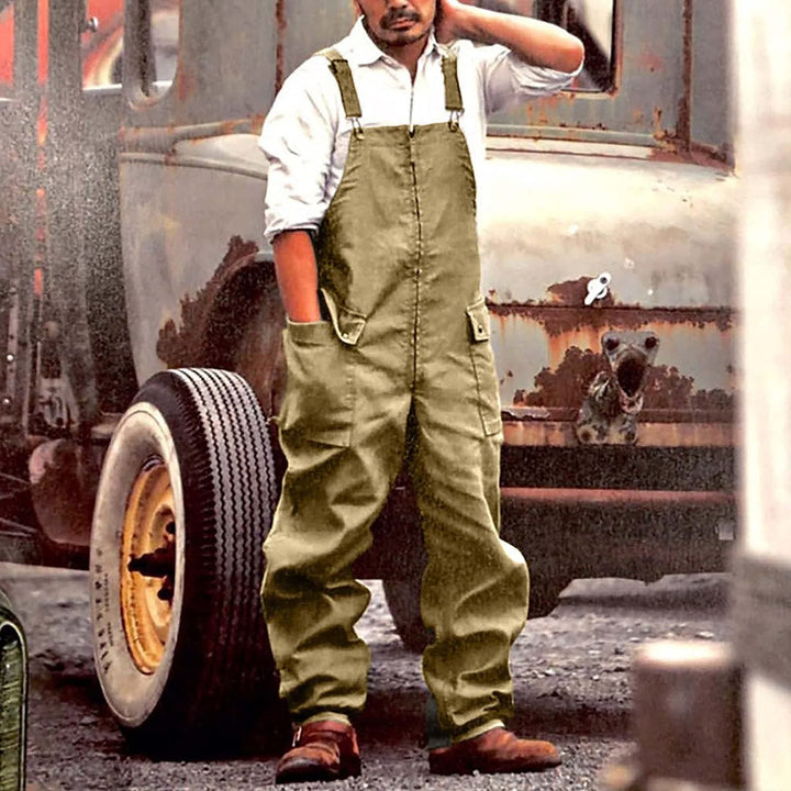 Men’s Work Overalls – Relaxed Fit – Adjustable Straps – Utility Pockets – Natural Fibers