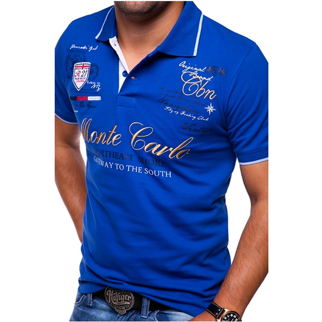 Men’s Polo Shirt - Slim Fit - Breathable Blend - Graphic Front - Short Sleeve Casual Wear