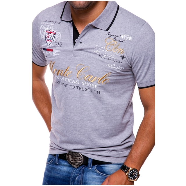Men’s Polo Shirt - Slim Fit - Breathable Blend - Graphic Front - Short Sleeve Casual Wear