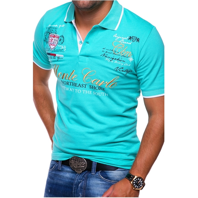 Men’s Polo Shirt - Slim Fit - Breathable Blend - Graphic Front - Short Sleeve Casual Wear