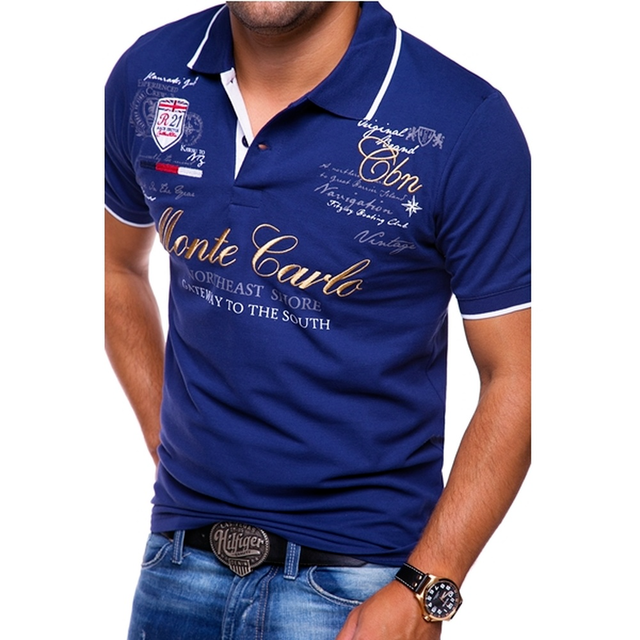 Men’s Polo Shirt - Slim Fit - Breathable Blend - Graphic Front - Short Sleeve Casual Wear