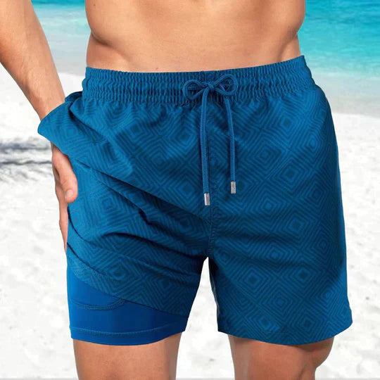 Men’s Swim Trunks – Quick-Dry Breathable Blend – Mid-Thigh Fit – Inner Compression Liner