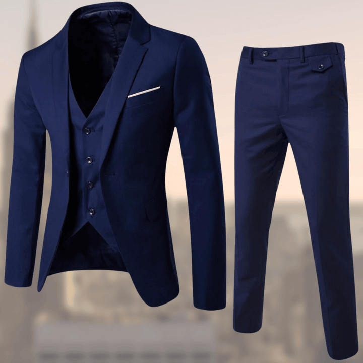 Men’s Three-Piece Suit – Tailored Fit – Notch Lapel Jacket – Slim Trousers – Formal Wear