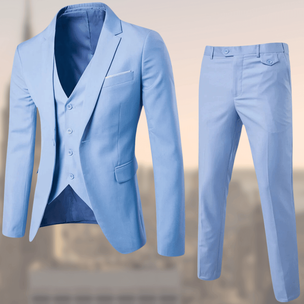 Men’s Three-Piece Suit – Tailored Fit – Notch Lapel Jacket – Slim Trousers – Formal Wear