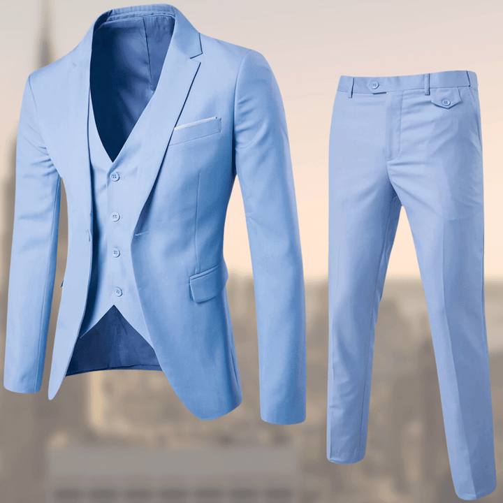 Men’s Three-Piece Suit – Tailored Fit – Notch Lapel Jacket – Slim Trousers – Formal Wear