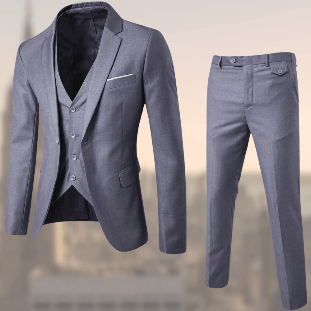 Men’s Three-Piece Suit – Tailored Fit – Notch Lapel Jacket – Slim Trousers – Formal Wear