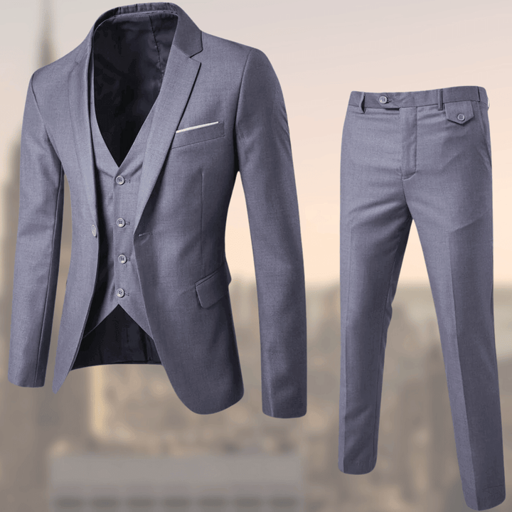Men’s Three-Piece Suit – Tailored Fit – Notch Lapel Jacket – Slim Trousers – Formal Wear