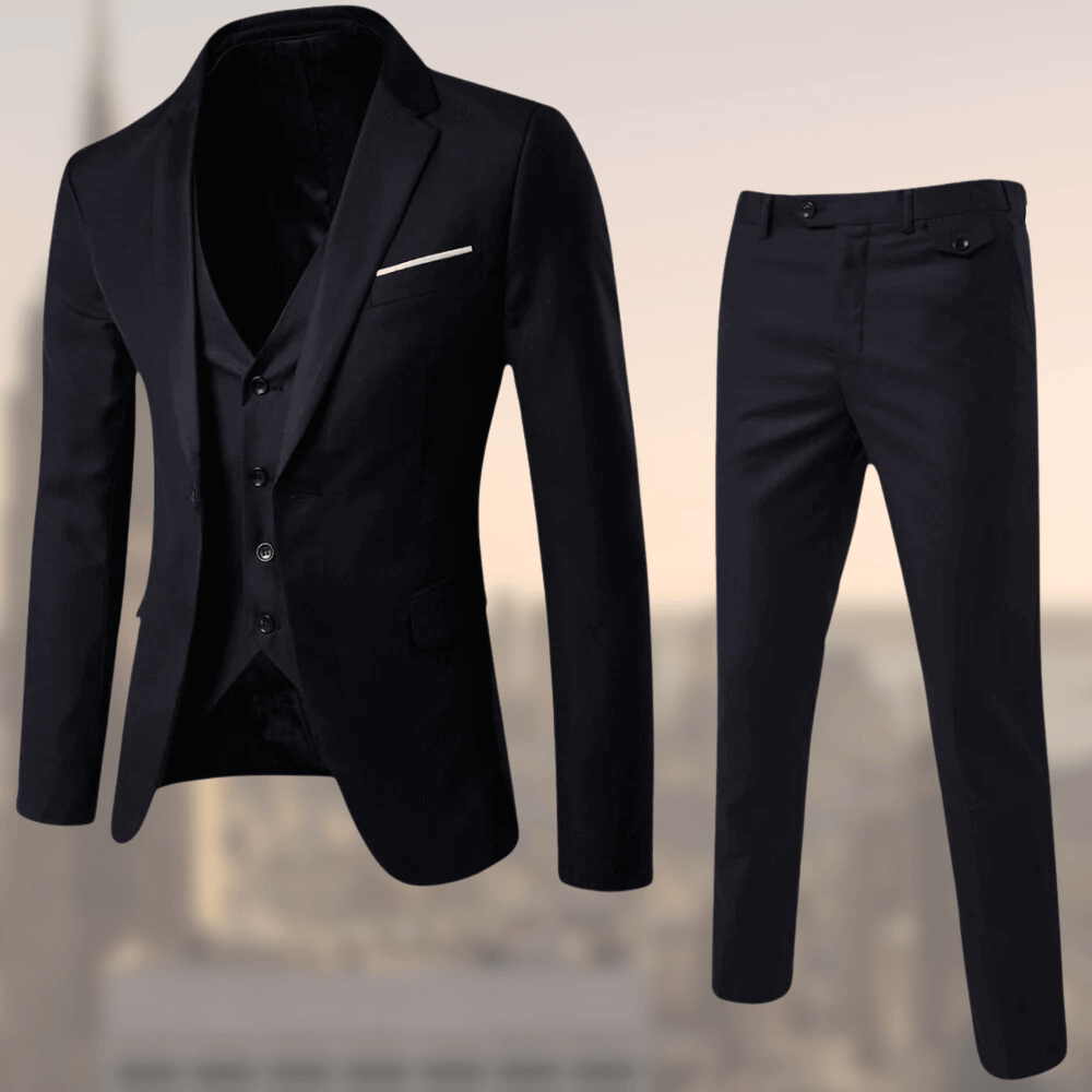 Men’s Three-Piece Suit – Tailored Fit – Notch Lapel Jacket – Slim Trousers – Formal Wear