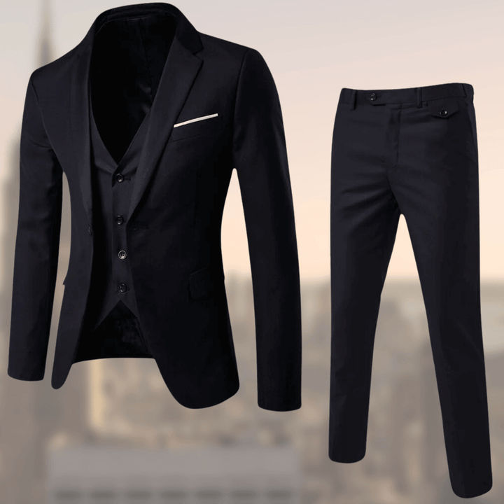 Men’s Three-Piece Suit – Tailored Fit – Notch Lapel Jacket – Slim Trousers – Formal Wear