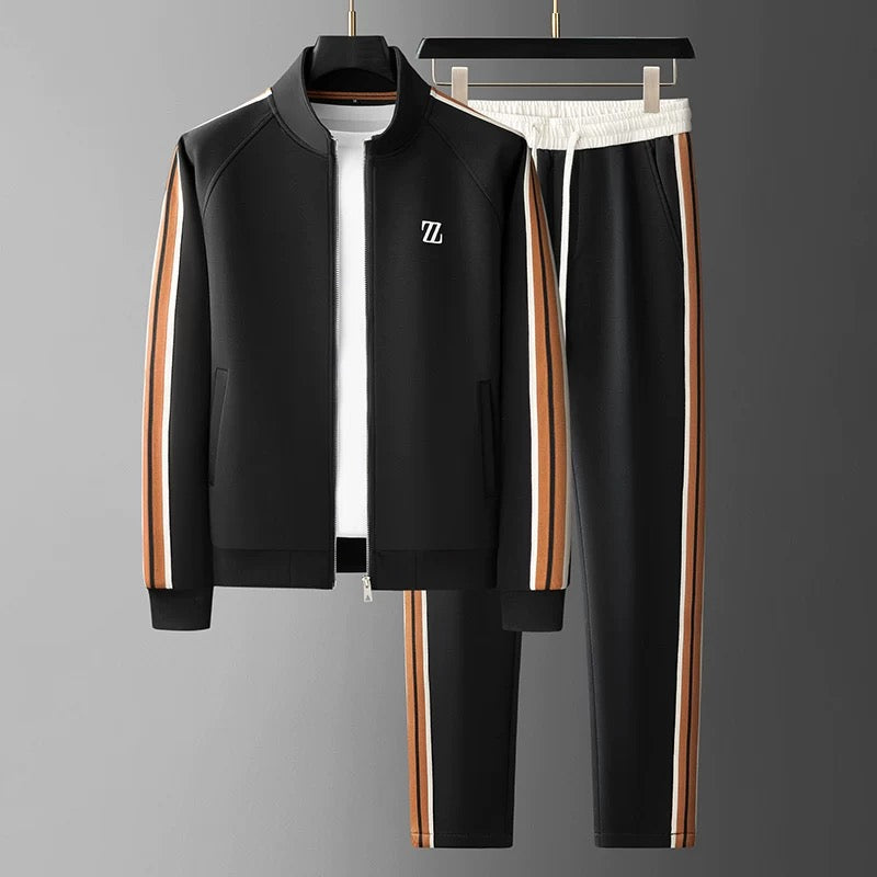 Men’s Tracksuit Set – Standard Fit – Zip Jacket – Tapered Pants – Side Stripe