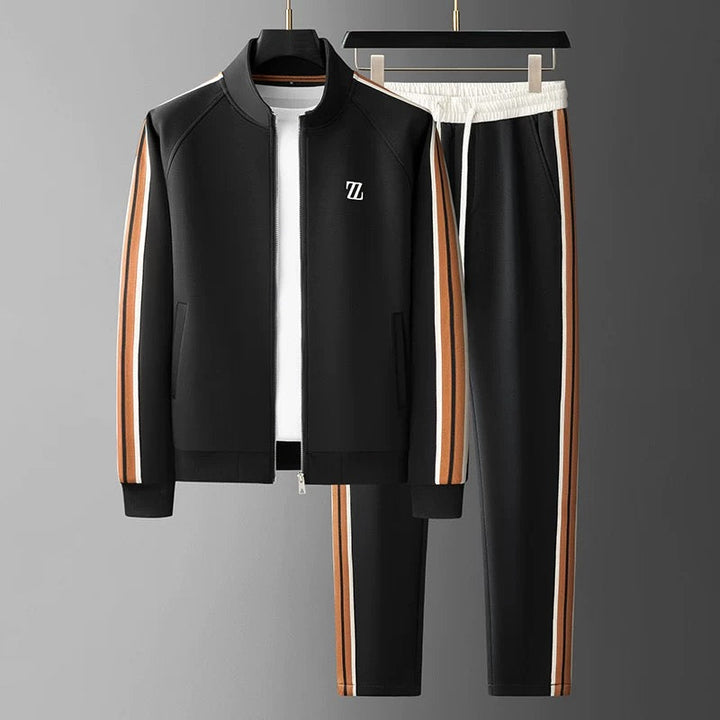 Men’s Tracksuit Set – Standard Fit – Zip Jacket – Tapered Pants – Side Stripe