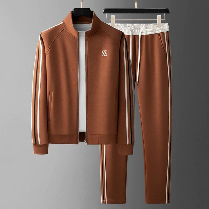 Men’s Tracksuit Set – Standard Fit – Zip Jacket – Tapered Pants – Side Stripe