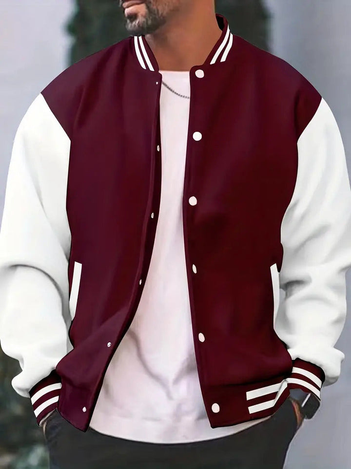 Men’s Bomber Jacket - Regular Fit - Natural Fiber - Snap Button Front - Ribbed Trim