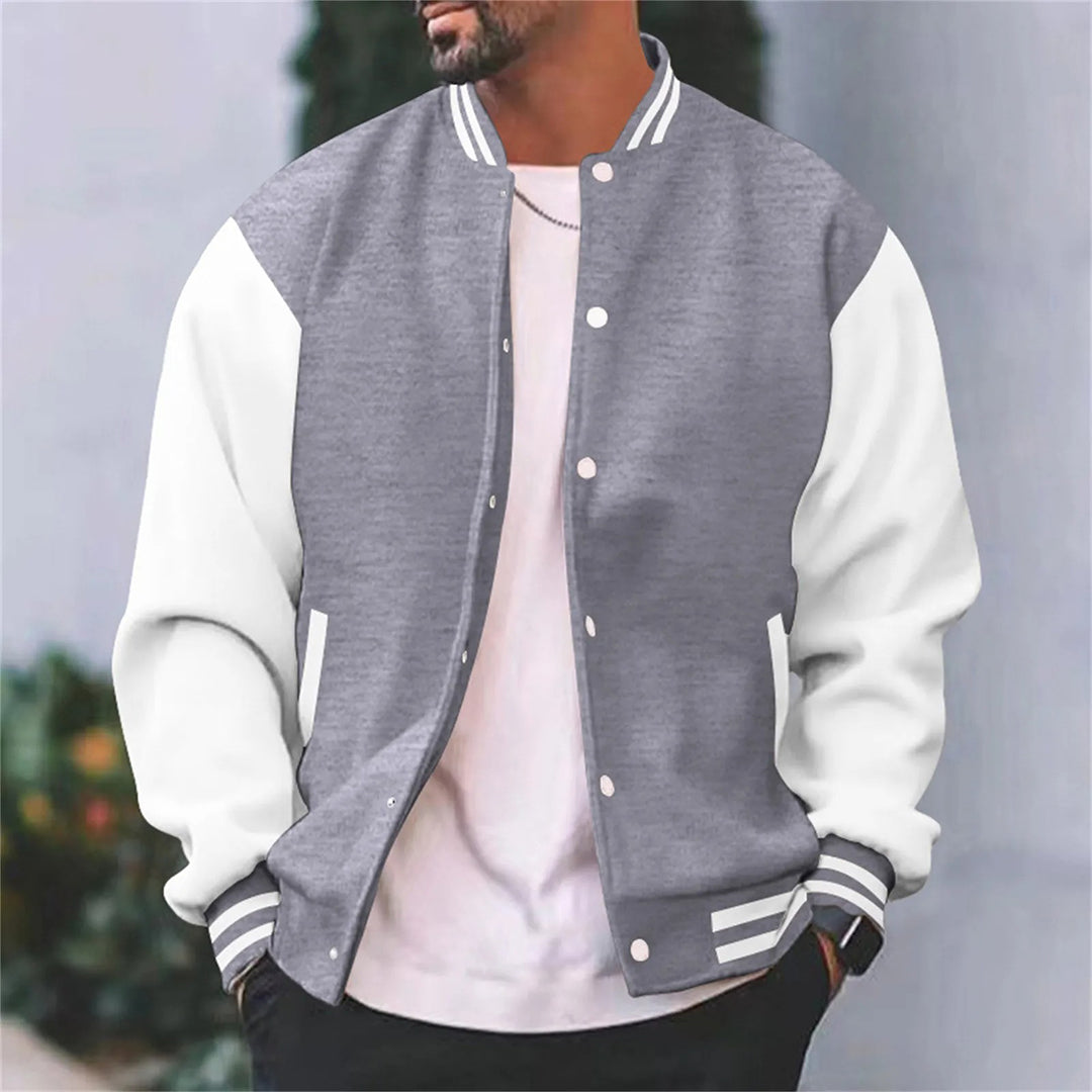 Men’s Bomber Jacket - Regular Fit - Natural Fiber - Snap Button Front - Ribbed Trim