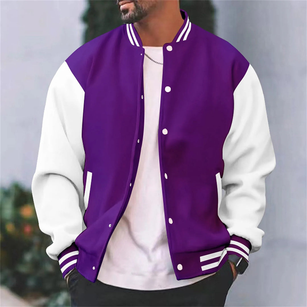 Men’s Bomber Jacket - Regular Fit - Natural Fiber - Snap Button Front - Ribbed Trim