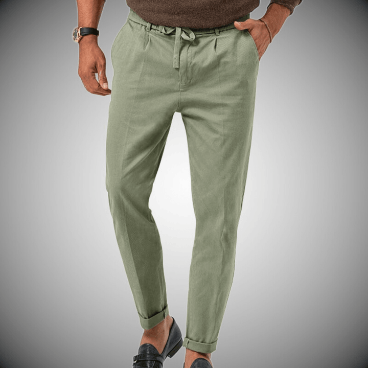 Men’s Relaxed Fit Pants - Natural Fibers - Tapered Leg - Drawstring Waist - Full Length