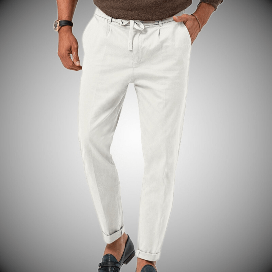 Men’s Relaxed Fit Pants - Natural Fibers - Tapered Leg - Drawstring Waist - Full Length