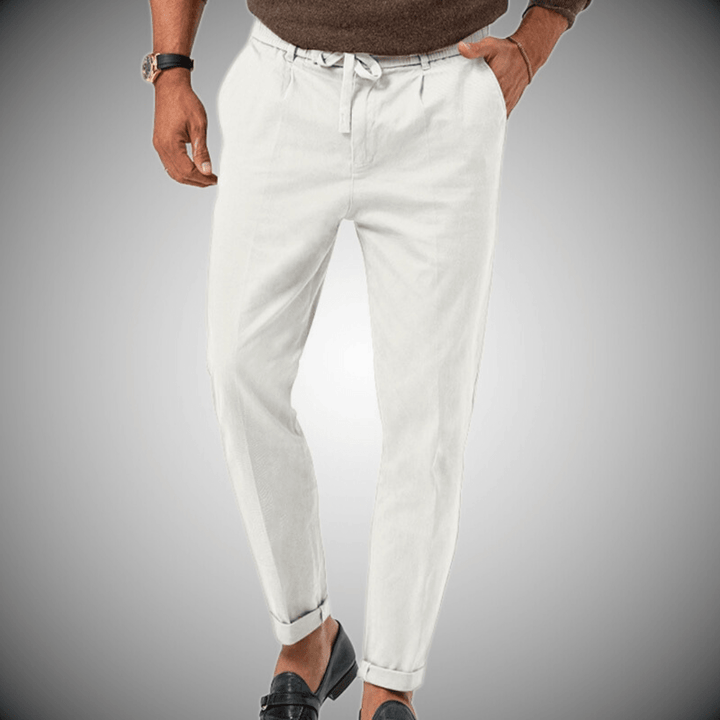Men’s Relaxed Fit Pants - Natural Fibers - Tapered Leg - Drawstring Waist - Full Length