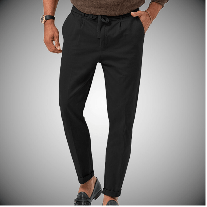 Men’s Relaxed Fit Pants - Natural Fibers - Tapered Leg - Drawstring Waist - Full Length