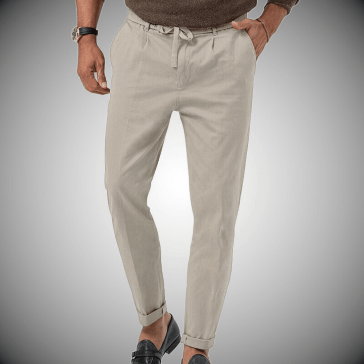 Men’s Relaxed Fit Pants - Natural Fibers - Tapered Leg - Drawstring Waist - Full Length