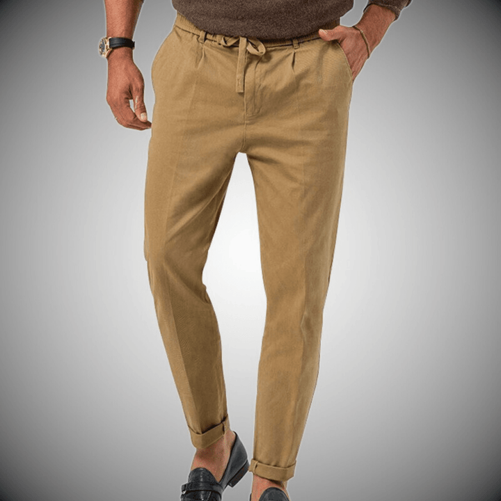Men’s Relaxed Fit Pants - Natural Fibers - Tapered Leg - Drawstring Waist - Full Length