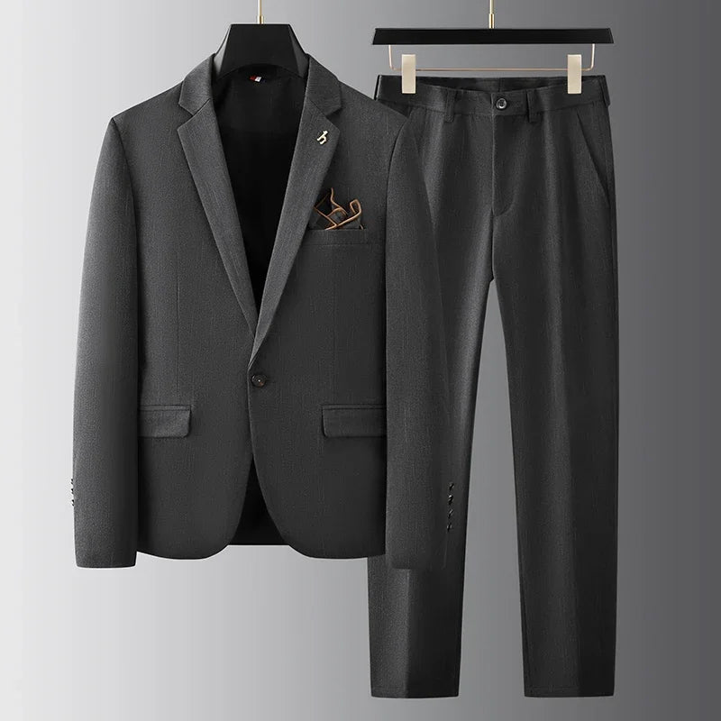 Men’s Suit Set – Tailored Fit Blazer & Trousers – Notched Lapel – Formal Wear