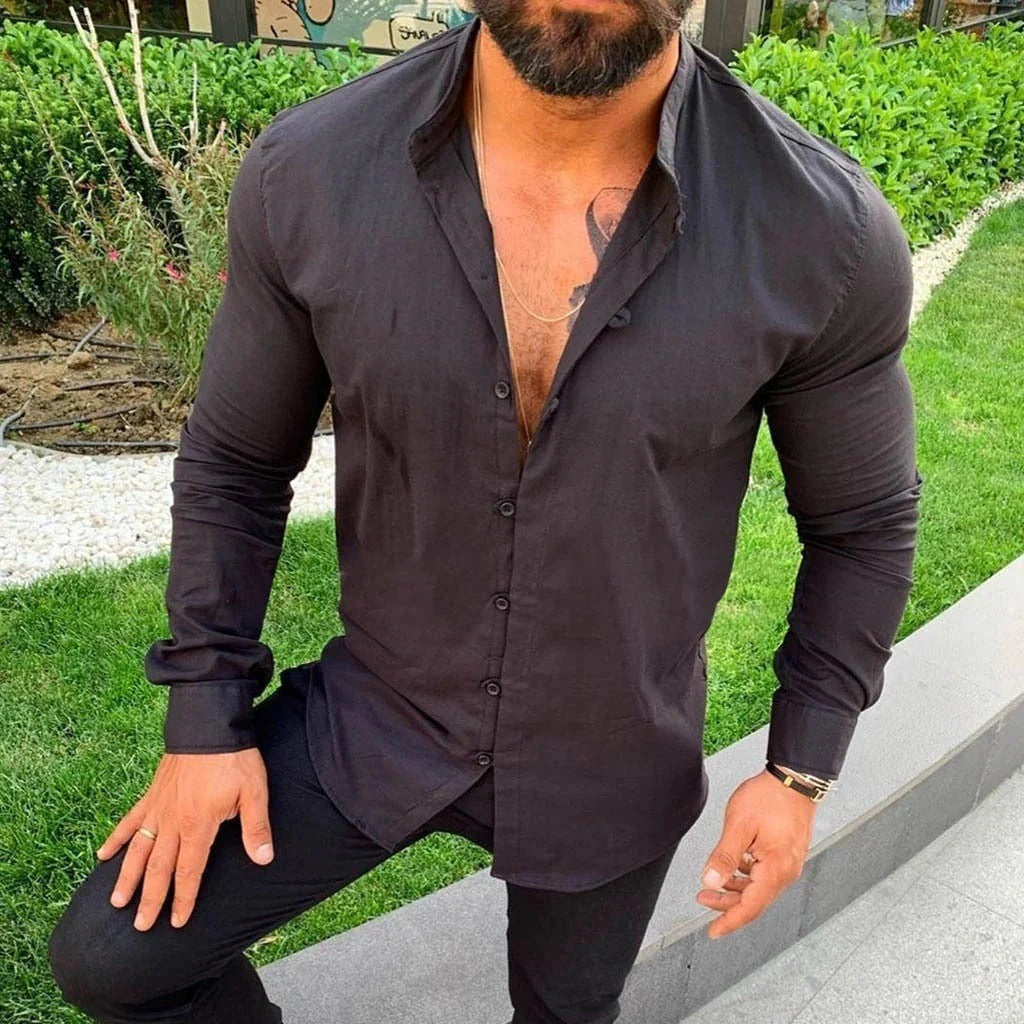 Men’s Shirt - Slim Fit - Natural Fibers - Long Sleeve - Button-Up Casual Style