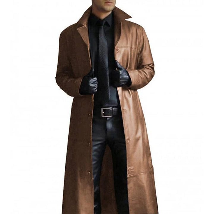 Men’s Long Coat – Tailored Fit – Button-Down – Structured Formal Outerwear