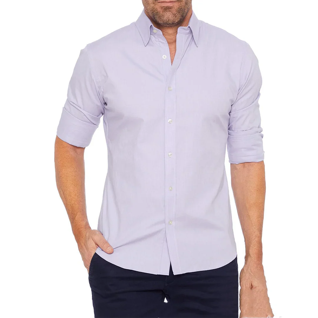Men’s Formal Shirt - Slim Fit - Breathable Blend - Button-Down - Long Sleeves