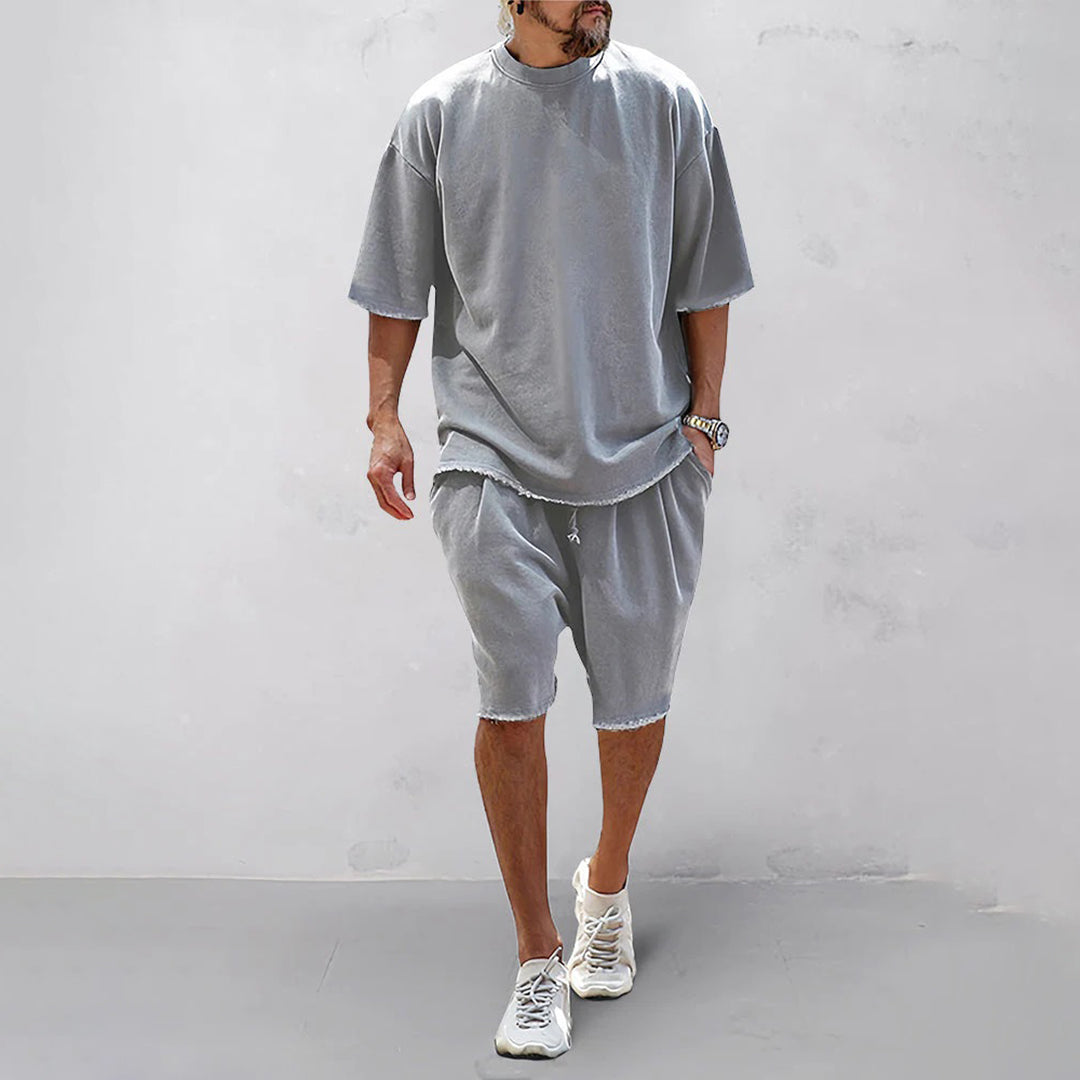 Men’s Lounge Set – Oversized T-Shirt and Shorts – Relaxed Fit – Cotton Blend