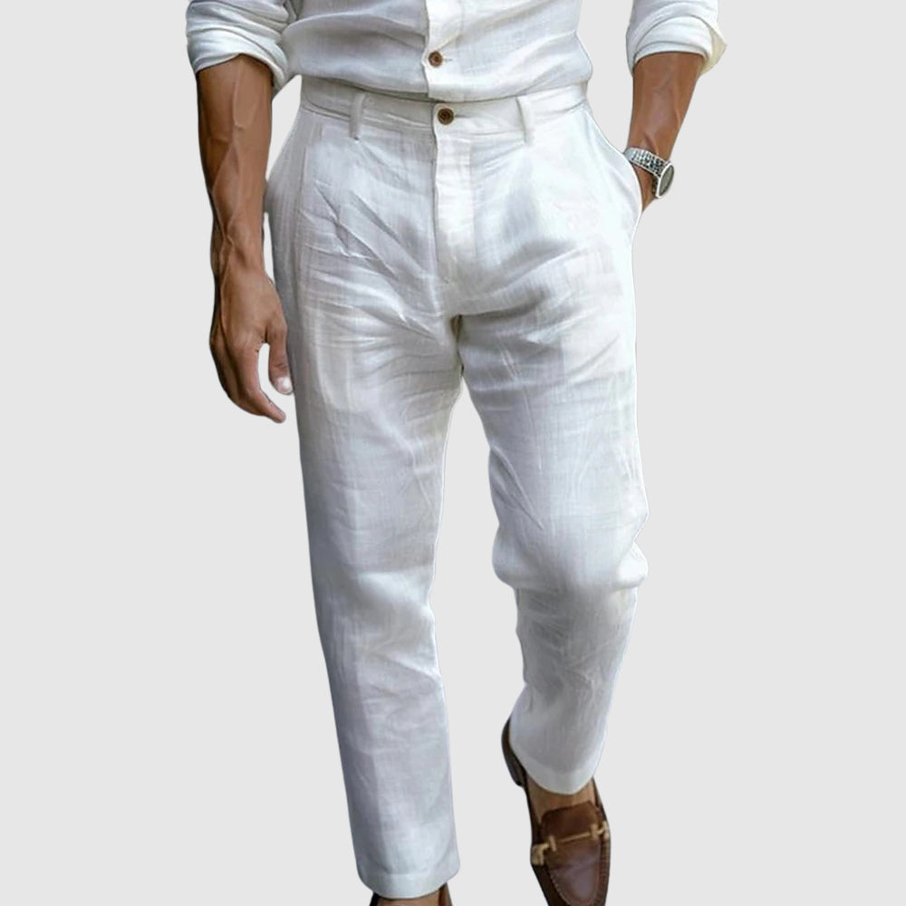 Men’s Dress Pants - Classic Fit - Straight Leg - Flat Front - Breathable Natural Fibers