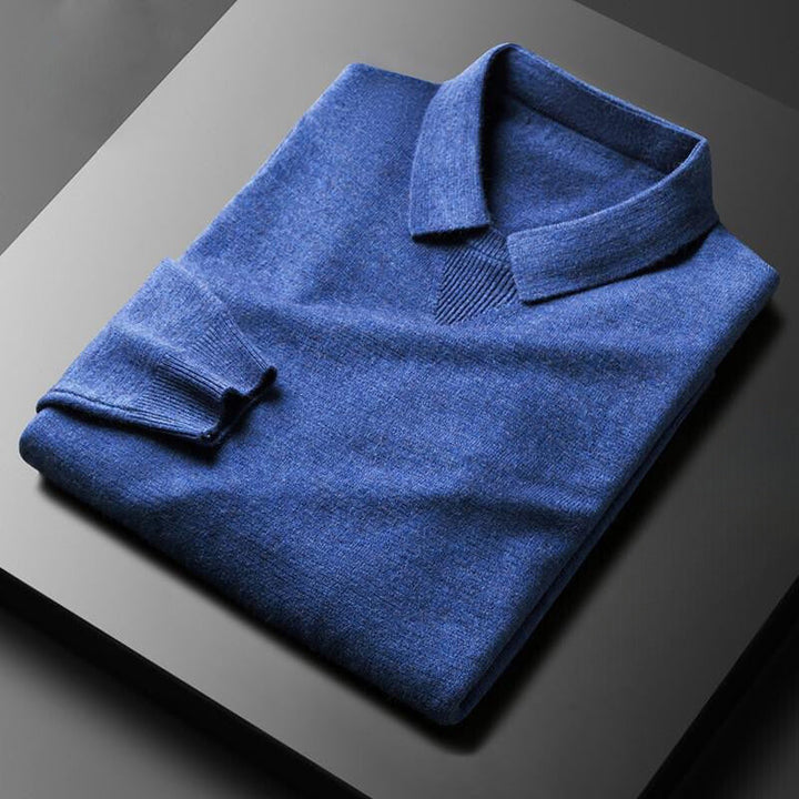 Men’s Sweater – Soft Knit – Regular Fit – Classic Collar Ribbed Cuffs