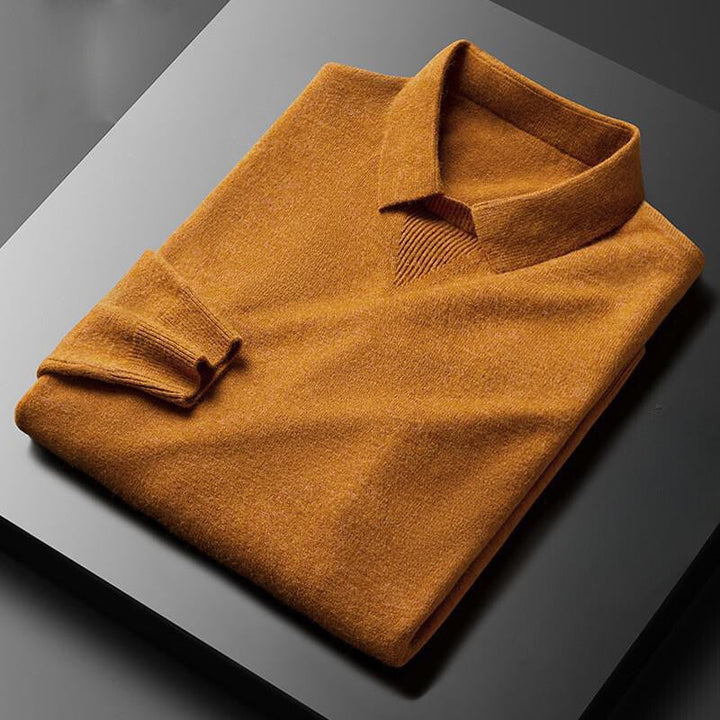 Men’s Sweater – Soft Knit – Regular Fit – Classic Collar Ribbed Cuffs