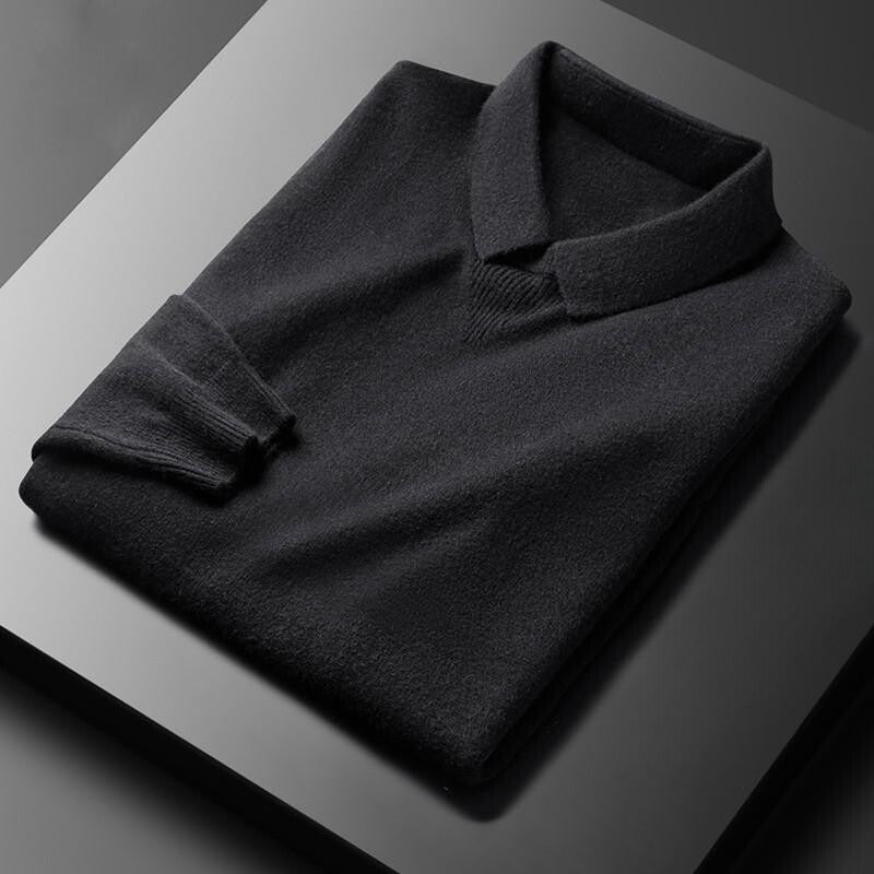 Men’s Sweater – Soft Knit – Regular Fit – Classic Collar Ribbed Cuffs
