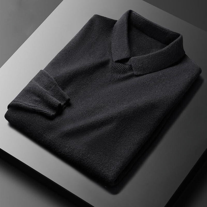 Men’s Sweater – Soft Knit – Regular Fit – Classic Collar Ribbed Cuffs