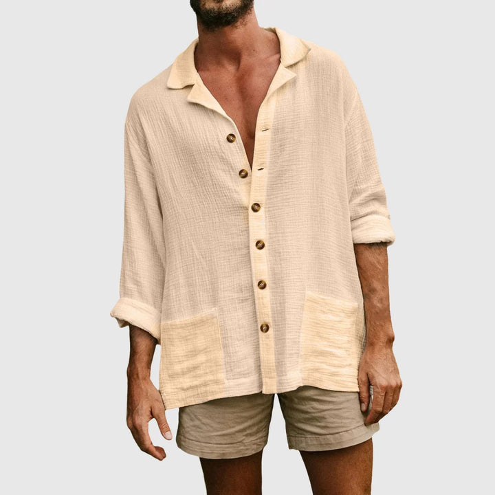 Men’s Button-Down Shirt - Natural Fibers - Relaxed Fit - Long Sleeve Casual Style