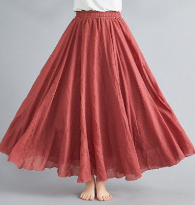 Women’s Maxi Skirt – Flowing Silhouette – Crinkled Texture – Breathable Blend – Boho Style