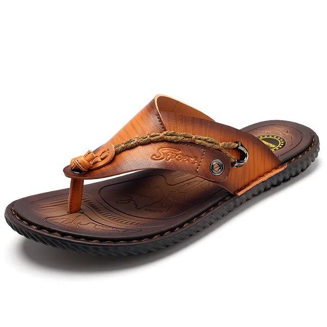 Men's Flip-Flops – Strap – Textured Footbed – Open-Toe Casual Comfort
