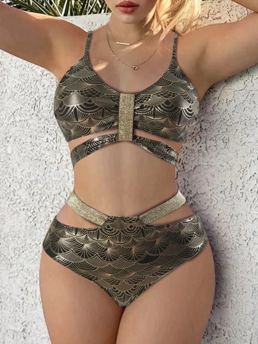Women’s Bikini Set – Push-Up Top – High Waist – Structured Fit – Shiny Luxury Fabric