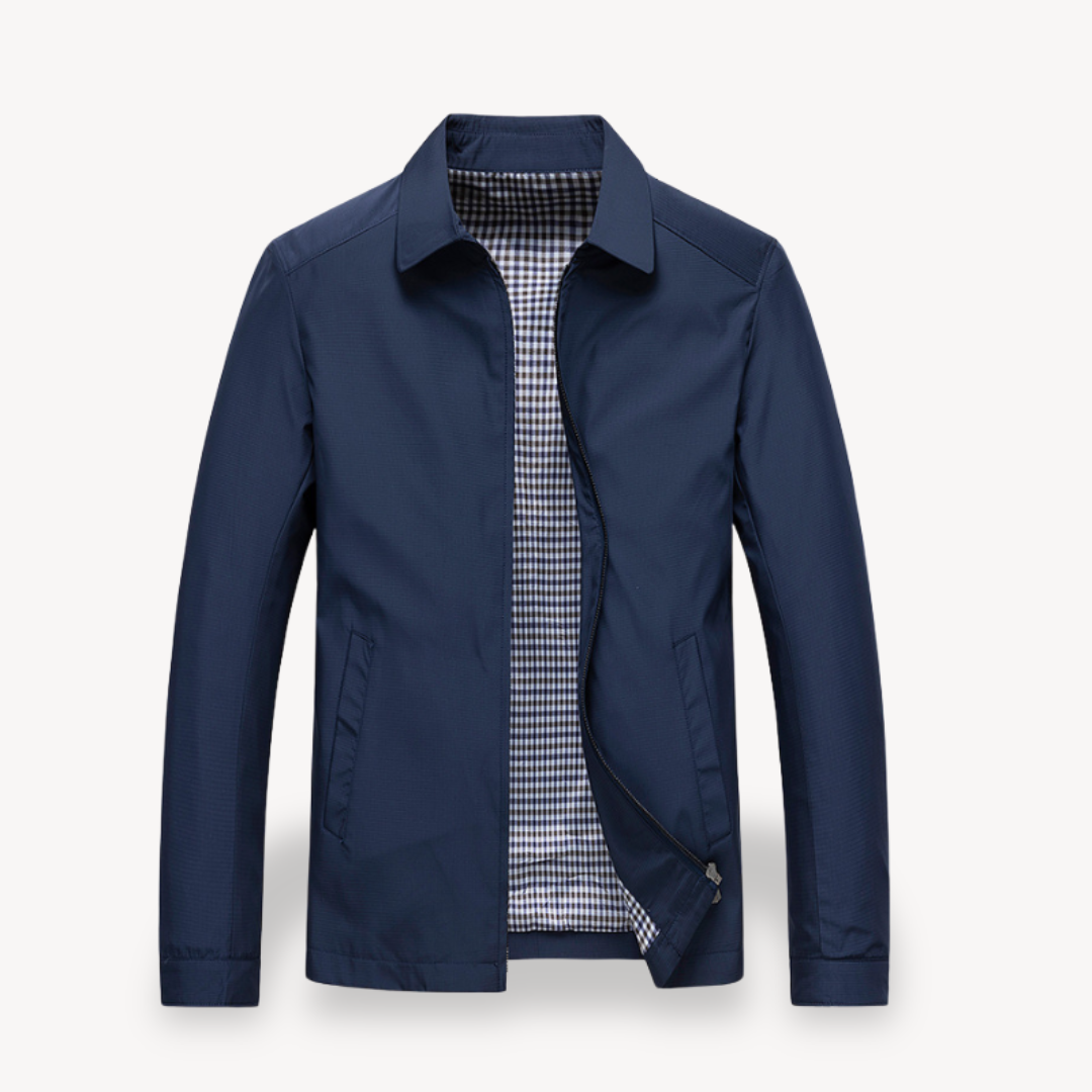 Men’s Lightweight Jacket – Tailored Fit – Zipper Front – Shirt Collar