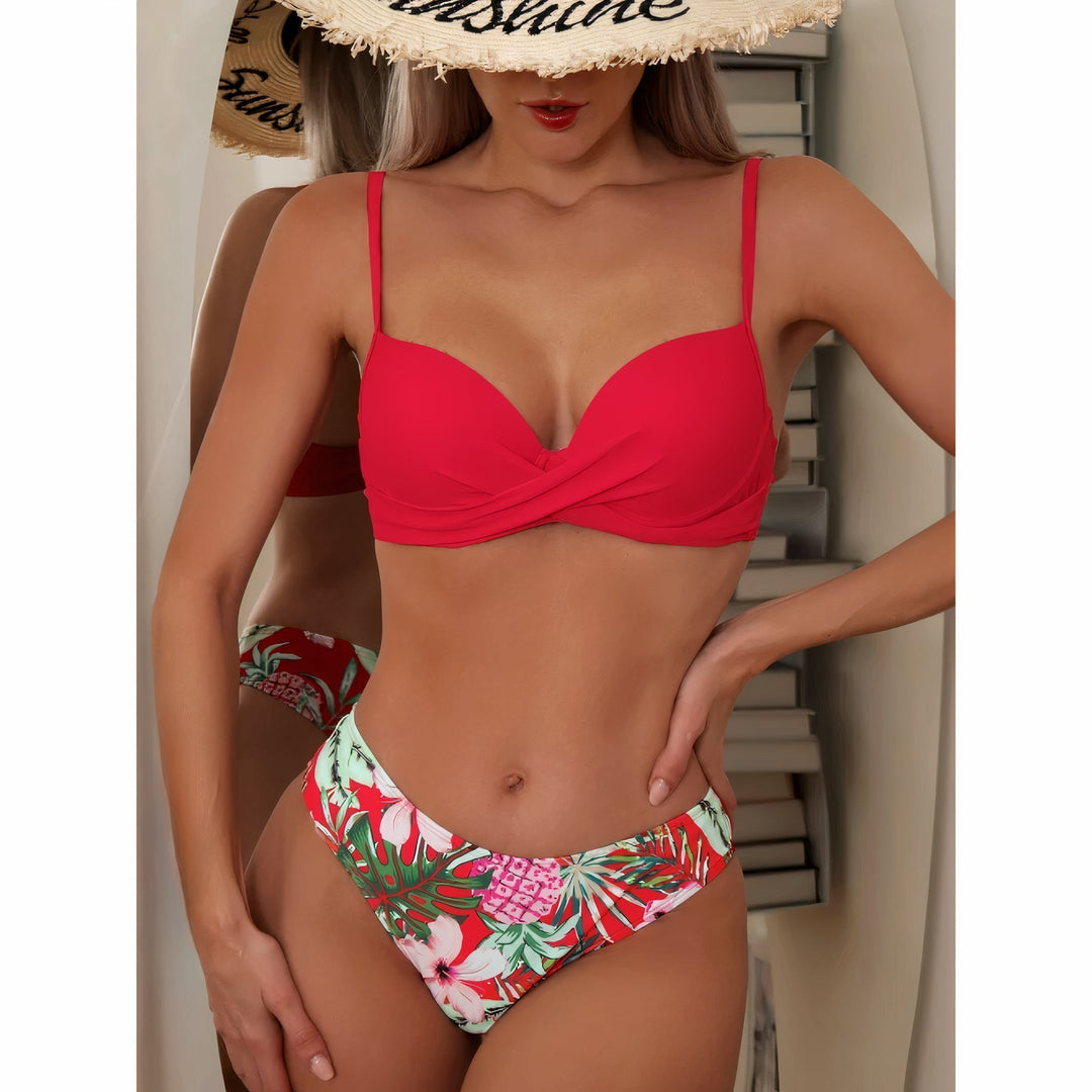 Women’s Three-Piece Bikini Set – High Waist – Crossover Top – Breathable Stretch Blend