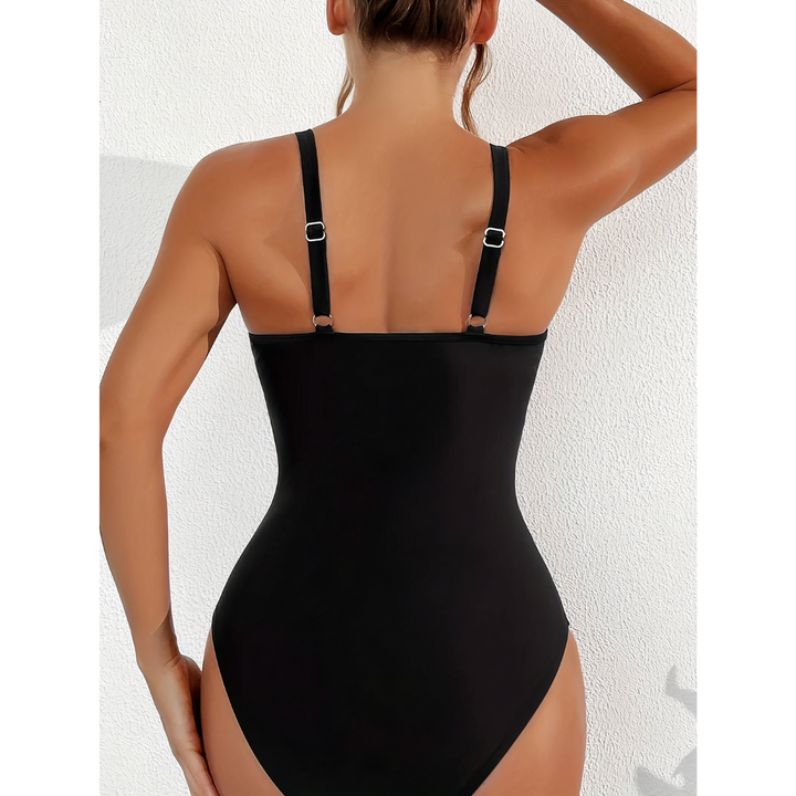 Women’s Swimsuit – Plunging Neckline – Mesh Detail – High-Cut Leg – Breathable Blend