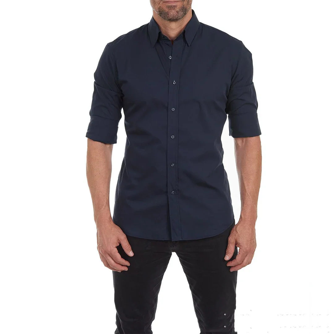 Men’s Formal Shirt - Slim Fit - Breathable Blend - Button-Down - Long Sleeves