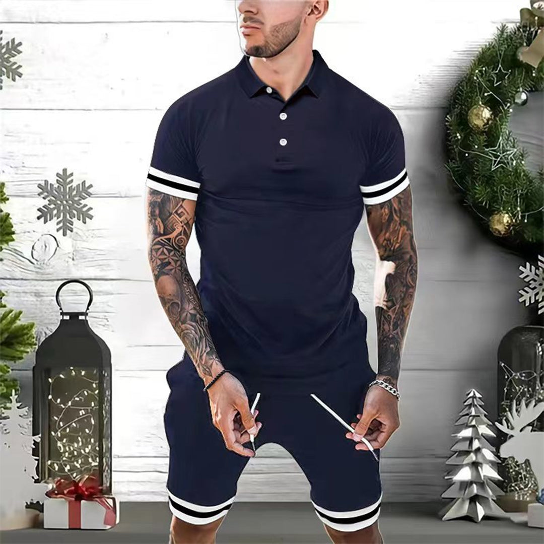 Men’s Polo Shirt and Shorts Set – Slim Fit – Cotton Blend – Sporty Style