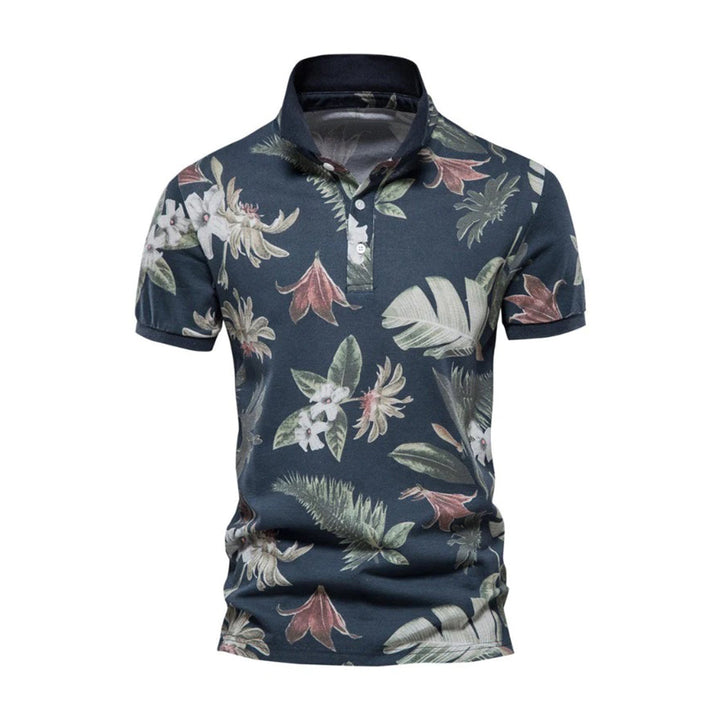 Men’s Polo Shirt - Slim Fit - Short Sleeve - Breathable Blend - Tropical Print