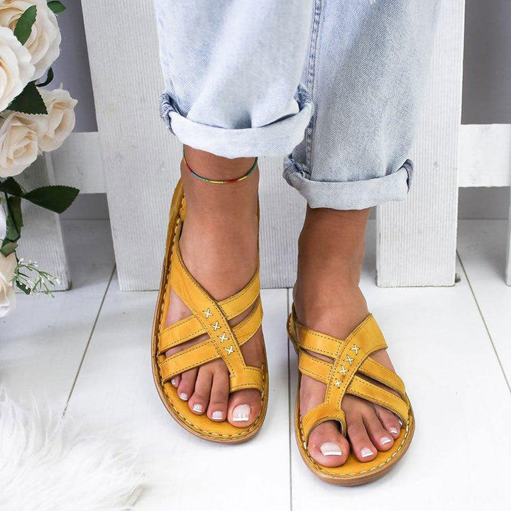 Women’s Flat Sandals – Orthopedic Support – Crisscross Straps – Open Toe Casual Fit